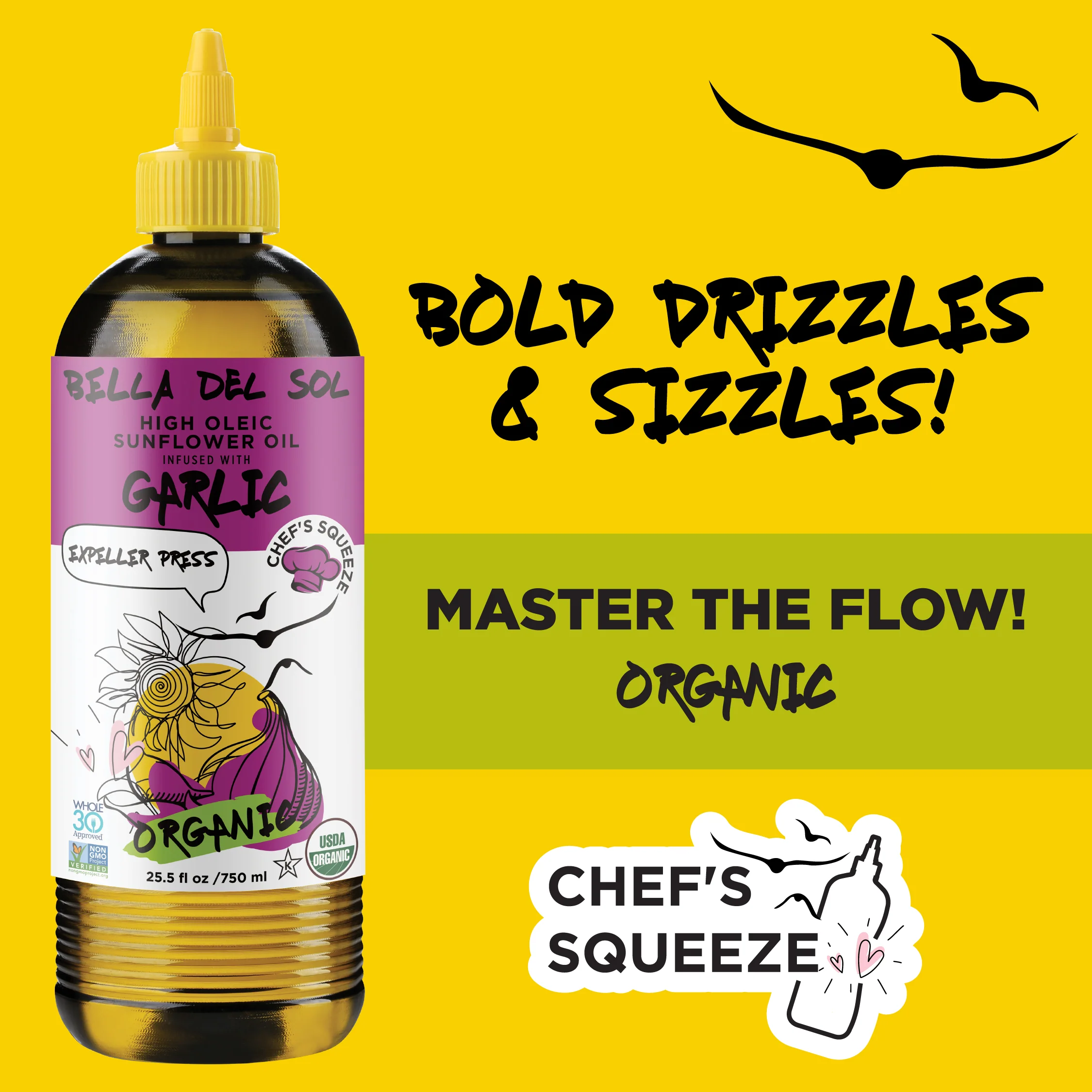 Bella Del Sol Squeezable Organic High Oleic Sunflower Oil Infused with Garlic - Image 7