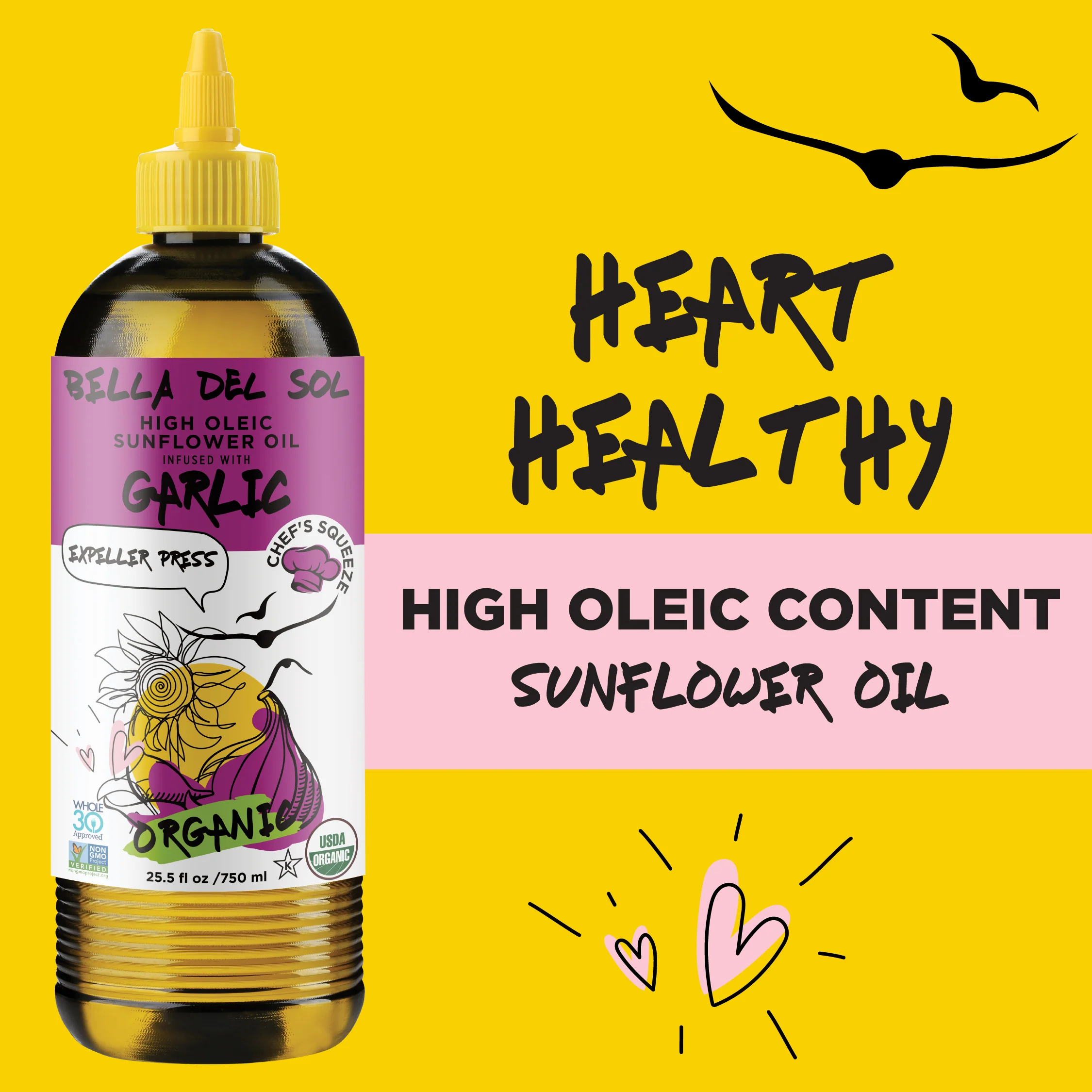 Bella Del Sol Squeezable Organic High Oleic Sunflower Oil Infused with Garlic - Image 9