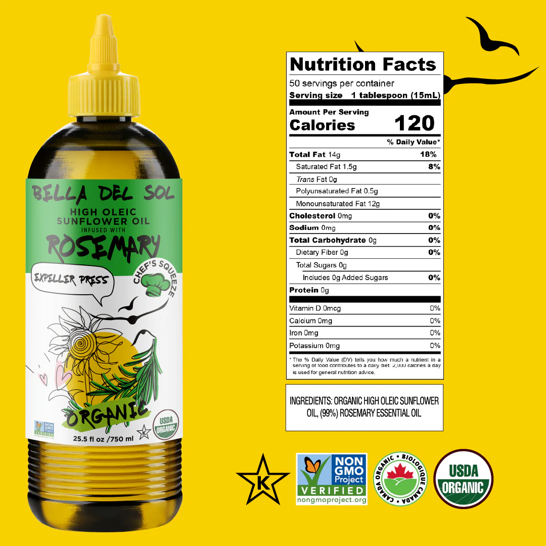 Bella Del Sol Squeezable Organic High Oleic Sunflower Oil Infused with Rosemary - Image 5